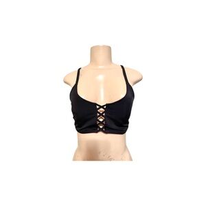PINK Victoria's Secret Black Swim Lattice Bikini Top Size medium